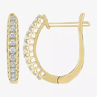 (G-Si2) Womens 1/4 CT. T.W. Lab Grown White Diamond 10K Gold 18.8mm Hoop Earrings