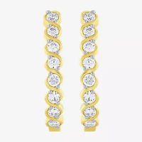 (G-Si2) Womens 1/2 CT. T.W. Lab Grown White Diamond 10K Gold 18.8mm Hoop Earrings