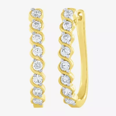 G-Si2) Womens 1/ CT. T.W. Lab Grown White Diamond 10K Gold 18.8mm Hoop Earrings