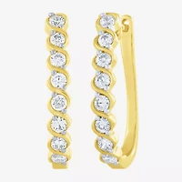 (G-Si2) Womens 1/2 CT. T.W. Lab Grown White Diamond 10K Gold 18.8mm Hoop Earrings