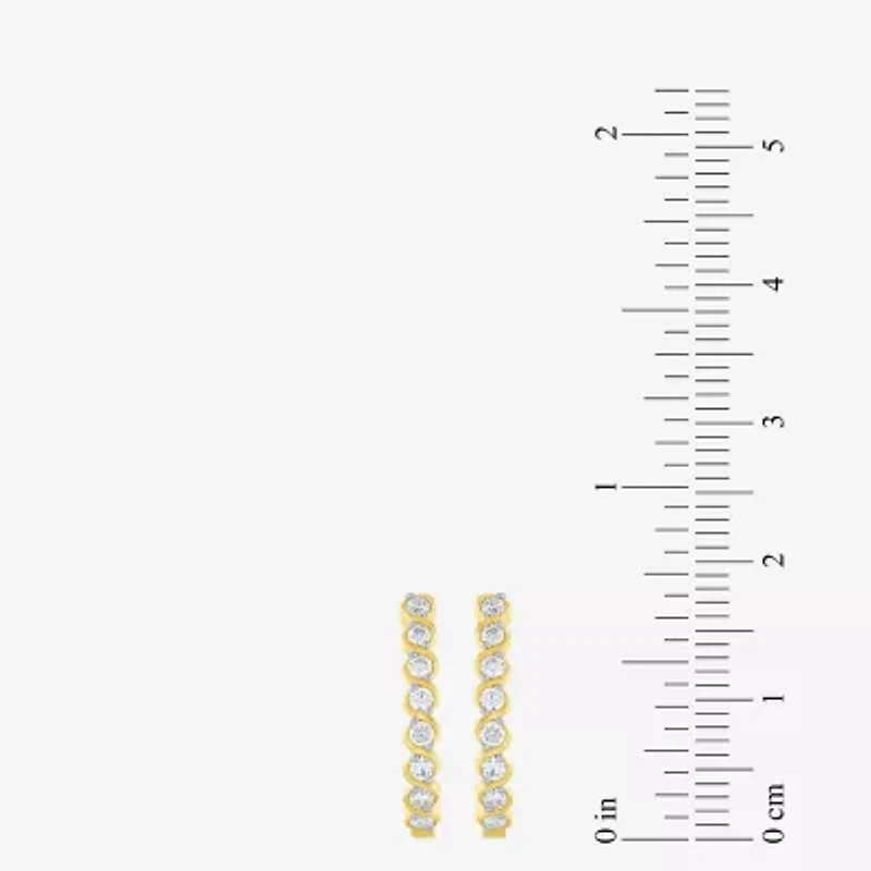 (G-Si2) Womens 1/2 CT. T.W. Lab Grown White Diamond 10K Gold 18.8mm Hoop Earrings