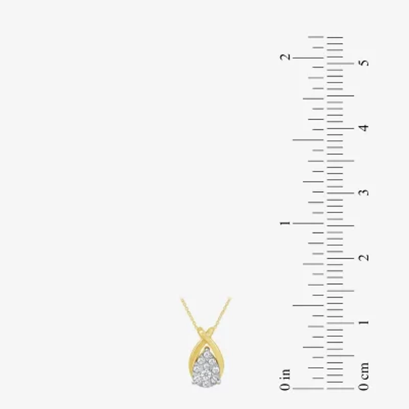 Diamond Blossom (G Womens Diamond Accent Lab Grown White Diamond 10K Gold Pear 18 Inch Pendant Necklace