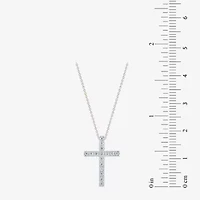 (G/Si2) Womens 1/4 CT. T.W. Lab Grown White Diamond 10K Gold Cross 18 Inch Pendant Necklace
