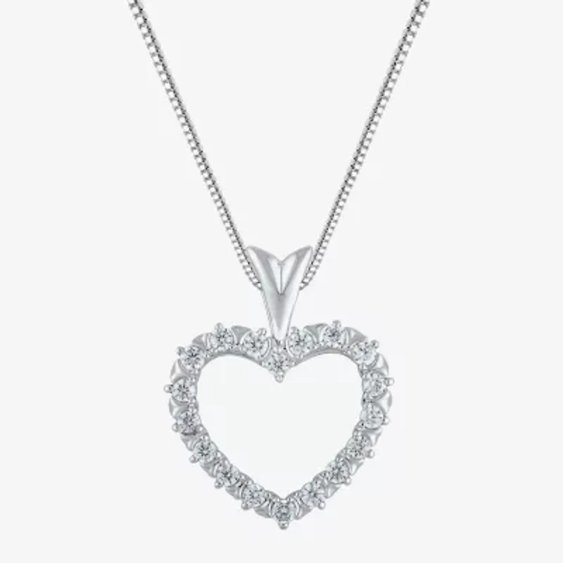 (G/ Si2 ) Womens 1/4 CT. T.W. Lab Grown White Diamond 10K Gold Heart 18 Inch Pendant Necklace