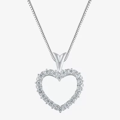 (G/ Si2 ) Womens 1/4 CT. T.W. Lab Grown White Diamond 10K Gold Heart 18 Inch Pendant Necklace