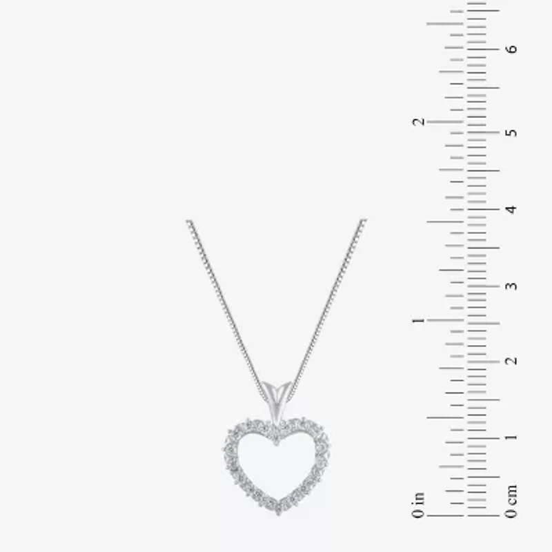 (G/ Si2 ) Womens 1/4 CT. T.W. Lab Grown White Diamond 10K Gold Heart 18 Inch Pendant Necklace