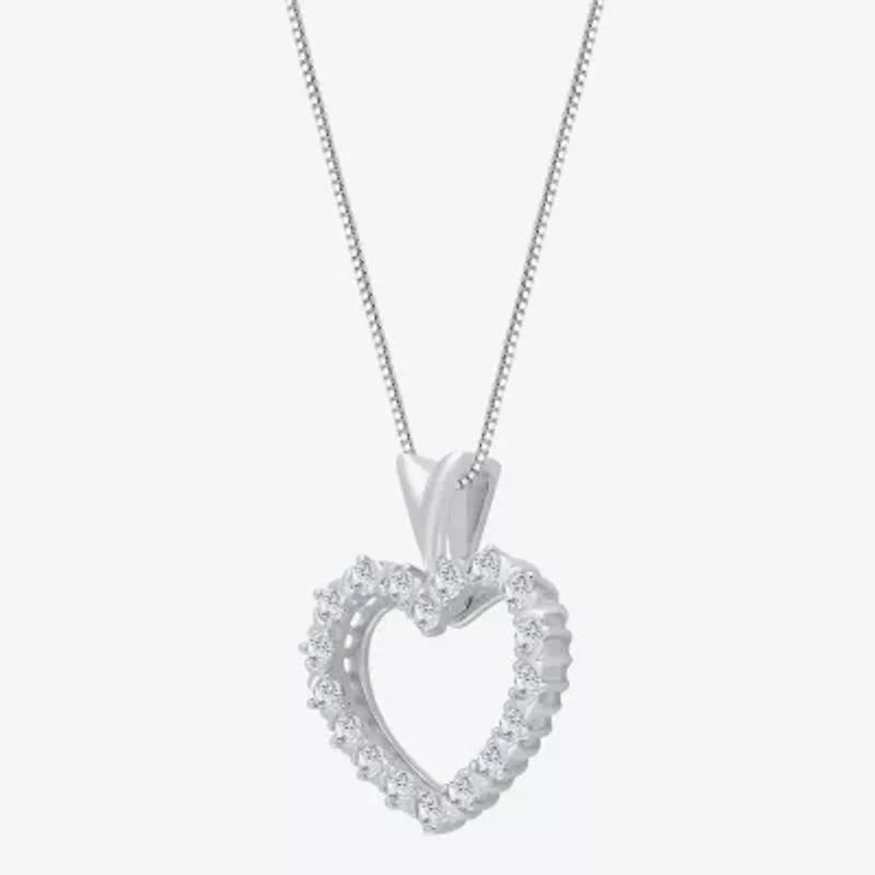 (G/ Si2 ) Womens 1/4 CT. T.W. Lab Grown White Diamond 10K Gold Heart 18 Inch Pendant Necklace