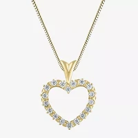 (G/ Si2 ) Womens 1/4 CT. T.W. Lab Grown White Diamond 10K Gold Heart 18 Inch Pendant Necklace
