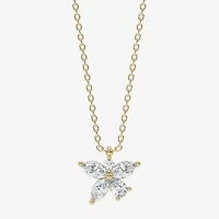 Flower (Si2/G) Womens 3/4 CT. T.W. Lab Grown Yellow Diamond 10K Gold Flower 18 Inch Pendant Necklace