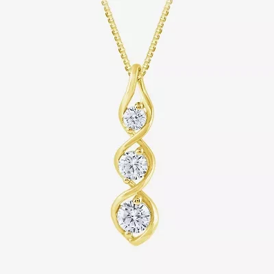 (Si2/ G) Womens 1/2 CT. T.W. Lab Grown White Diamond 10K Gold 18 Inch Pendant Necklace