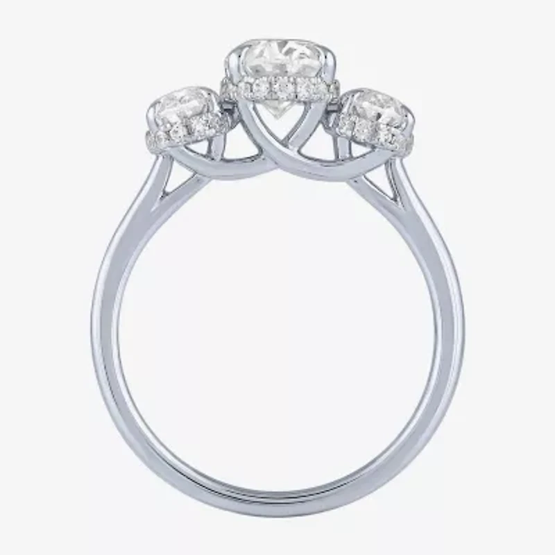 Love Lives Forever (G / Si2) Womens 2 CT. T.W. Lab Grown White Diamond 10K Gold Oval 3-Stone Engagement Ring