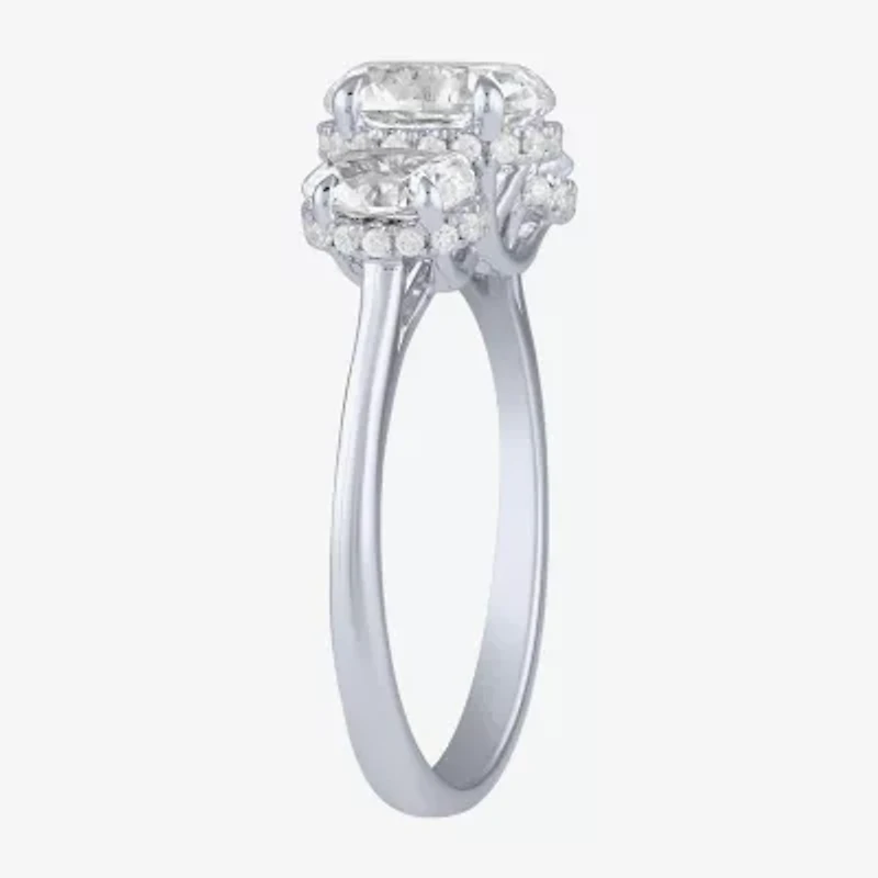Love Lives Forever (G / Si2) Womens 2 CT. T.W. Lab Grown White Diamond 10K Gold Oval 3-Stone Engagement Ring