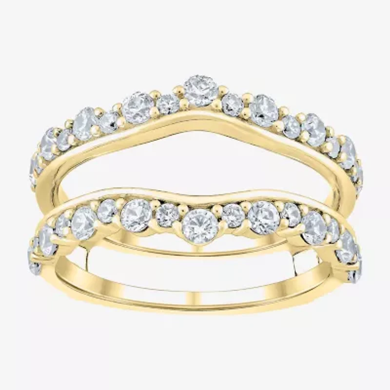 (G / Si2) Womens 1 CT. T.W. Lab Grown White Diamond 10K Gold Side Stone Ring Guard