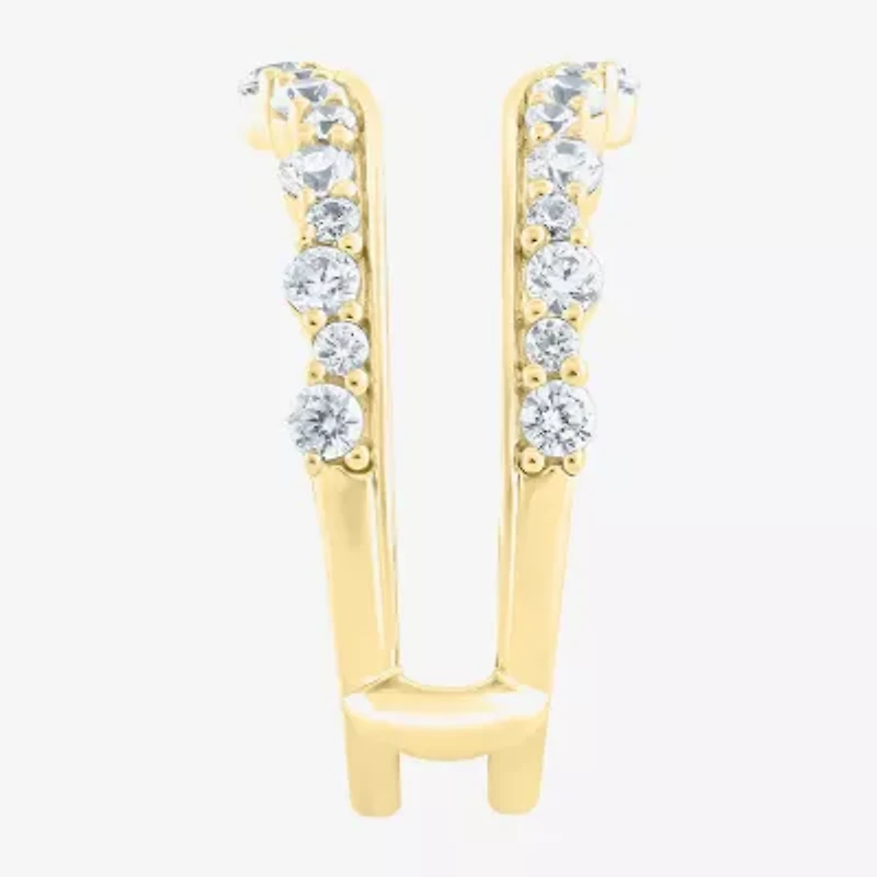 (G / Si2) Womens 1 CT. T.W. Lab Grown White Diamond 10K Gold Side Stone Ring Guard