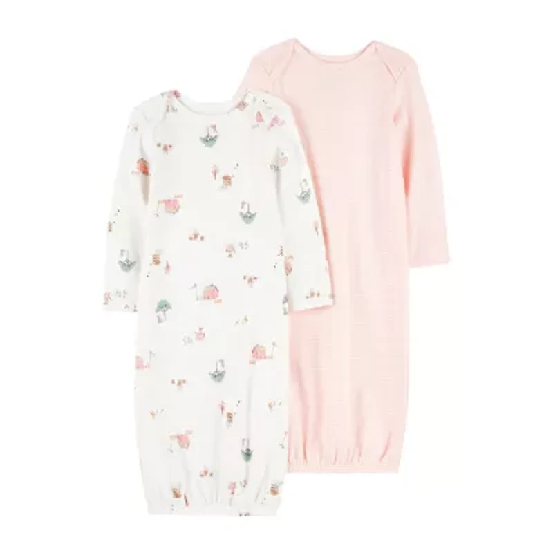 Carter's Baby Girls Rib Round Neck Long Sleeve 2-pc. Nightgown