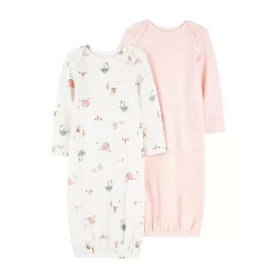 Carter's Baby Girls Rib Round Neck Long Sleeve 2-pc. Nightgown