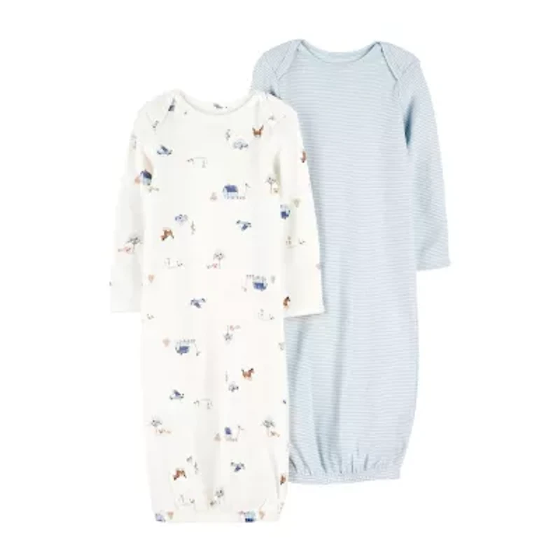 Carter's Baby Boys Rib Round Neck Long Sleeve 2-pc. Nightgown