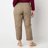 Liz Claiborne Womens Slim Mid Rise Plus Cropped Pant