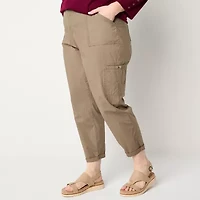Liz Claiborne Womens Slim Mid Rise Plus Cropped Pant