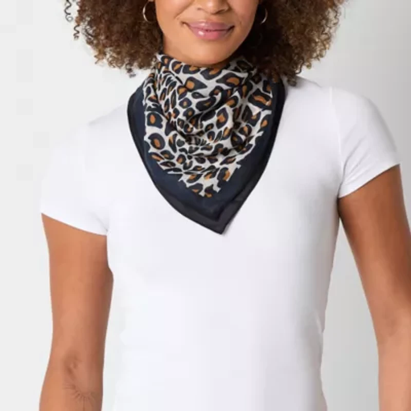 Mixit Small Sqaure Satin Like Cheetah Square Scarf