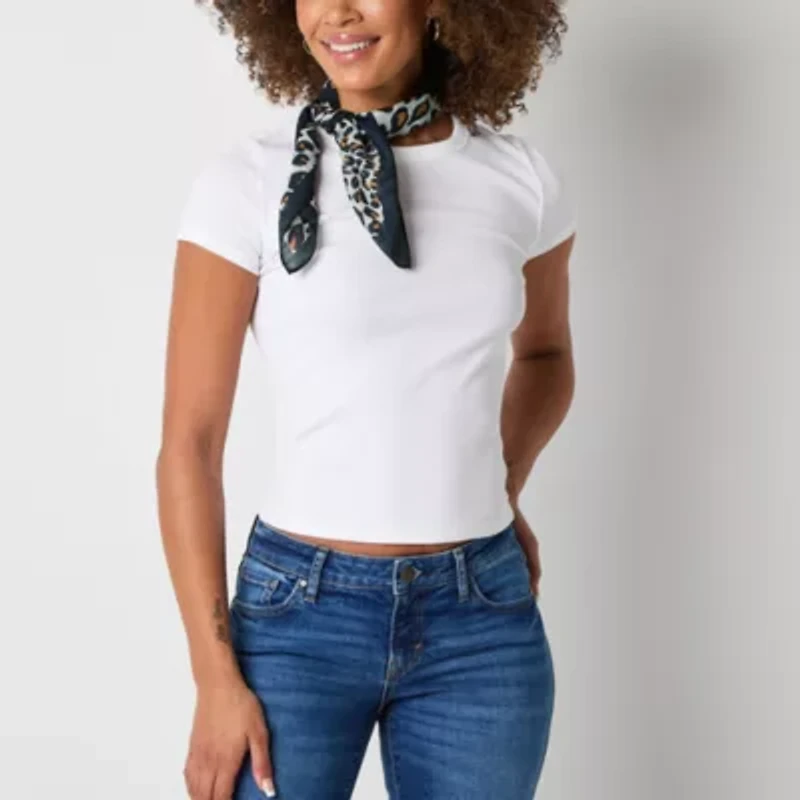 Mixit Small Sqaure Satin Like Cheetah Square Scarf