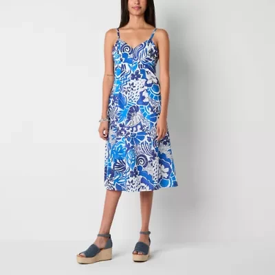 by&by Womens Sleeveless Floral Fit + Flare Dress Juniors