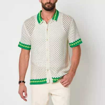 Hope & Wonder Pride Unisex Short Sleeve Crochet Button-Down Shirt