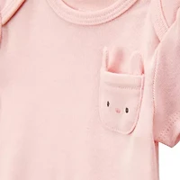 Carter's Baby Girls Round Neck Short Sleeve Rib 5-pc. Bodysuit