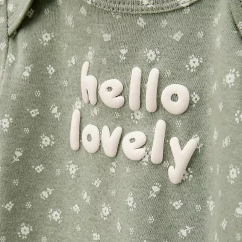 Carter's Baby Girls Round Neck Short Sleeve Rib 5-pc. Bodysuit