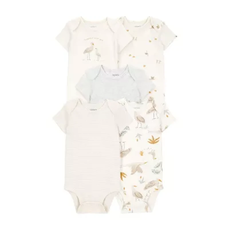 Carter's Baby Unisex Round Neck Short Sleeve Rib 5-pc. Bodysuit