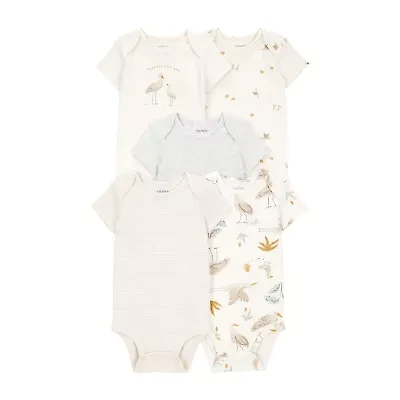 Carter's Baby Unisex Round Neck Short Sleeve Rib 5-pc. Bodysuit