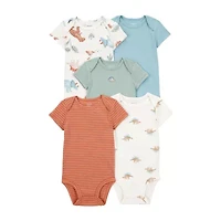 Carter's Baby Boys Round Neck Short Sleeve Rib 5-pc. Bodysuit