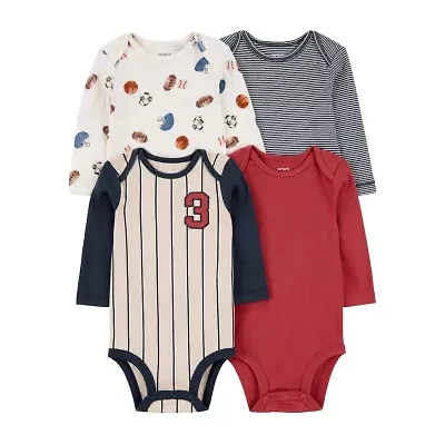 Carter's Baby Boys Round Neck Long Sleeve 4-pc. Bodysuit