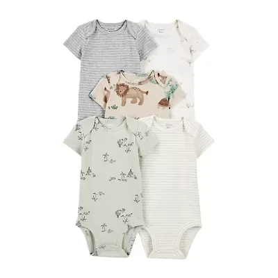 Carter's Baby Boys Round Neck Short Sleeve Rib 5-pc. Bodysuit