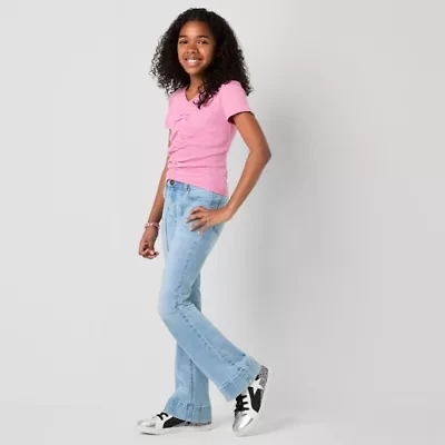 Thereabouts Little & Big Kid Girls Pintuck Flare Leg Jean