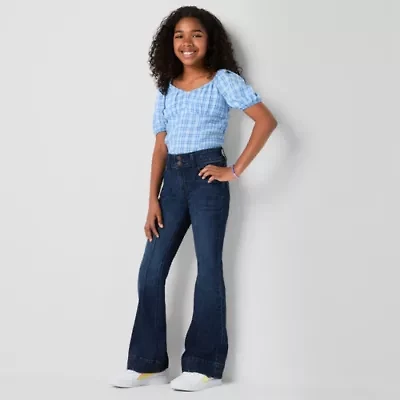Thereabouts Little & Big Kid Girls Pintuck Flare Leg Jean