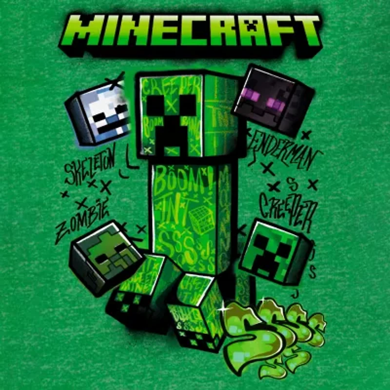 Little & Big Kid Boys Crew Neck Short Sleeve Regular Fit Minecraft Graphic T-Shirt
