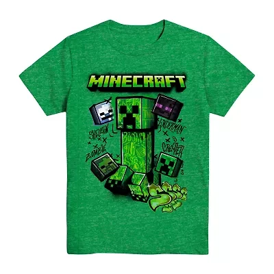 Little & Big Kid Boys Crew Neck Short Sleeve Regular Fit Minecraft Graphic T-Shirt