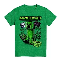 Little & Big Kid Boys Crew Neck Short Sleeve Regular Fit Minecraft Graphic T-Shirt