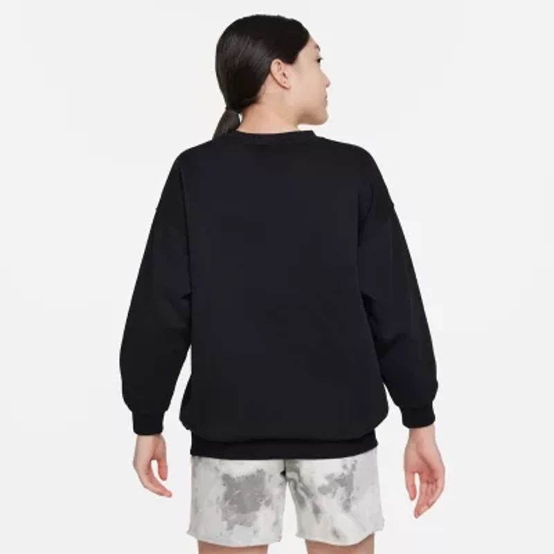 Nike Club Big Kid Girls Crew Neck Fleece Long Sleeve Sweatshirt