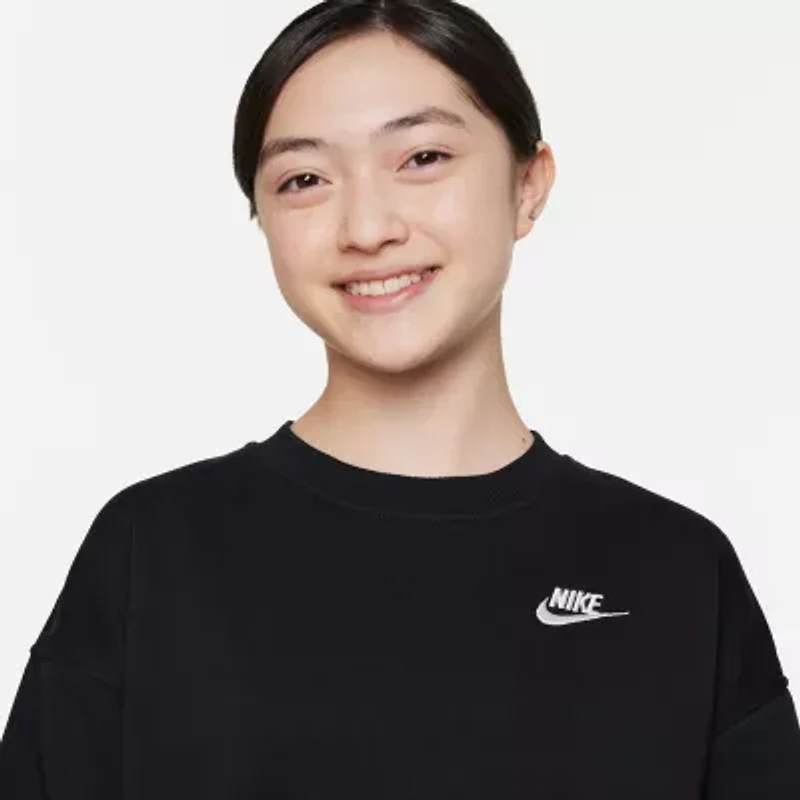 Nike Club Big Kid Girls Crew Neck Fleece Long Sleeve Sweatshirt