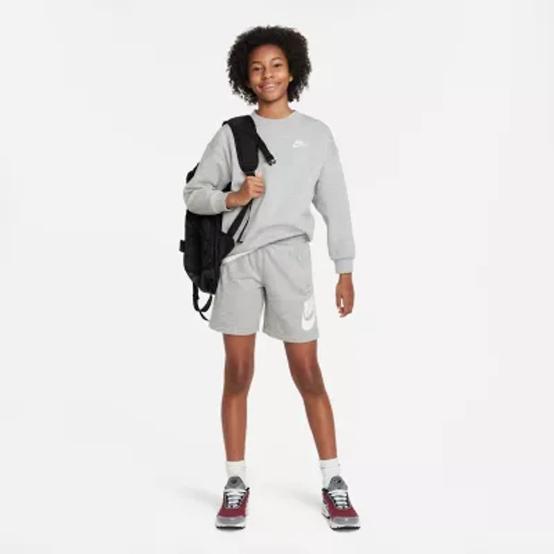 Nike Club Big Kid Girls Crew Neck Fleece Long Sleeve Sweatshirt