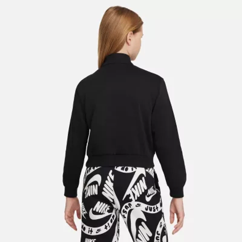 Nike Club Big Kid Girls Mock Neck Long Sleeve Fleece Active Quarter-Zip Pullover