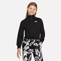 Nike Club Big Kid Girls Mock Neck Long Sleeve Fleece Active Quarter-Zip Pullover