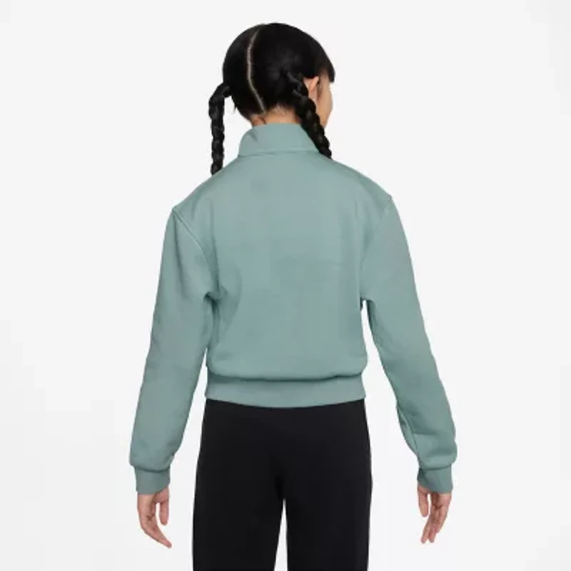 Nike Club Big Kid Girls Mock Neck Long Sleeve Active Quarter-Zip Pullover