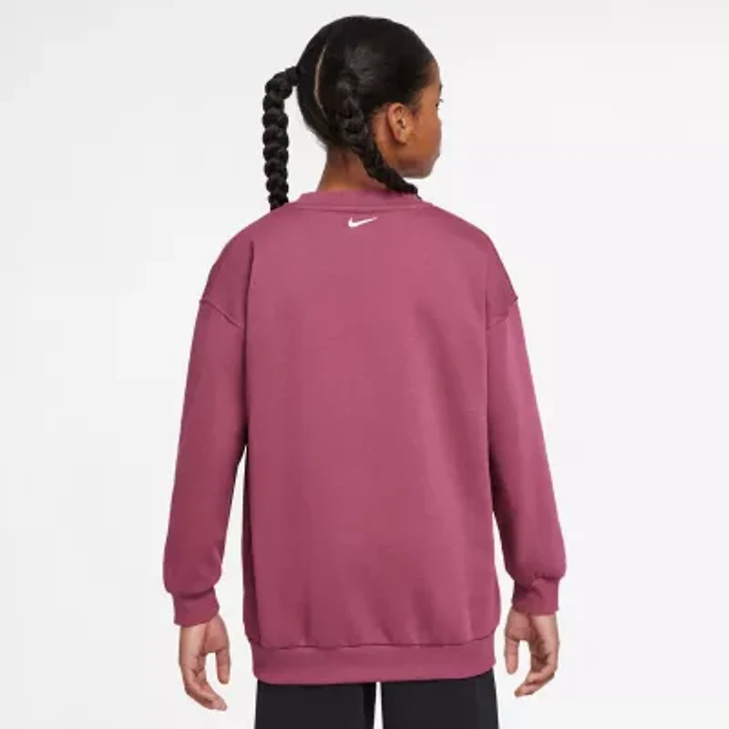 Nike Club Big Kid Girls Crew Neck Fleece Long Sleeve Sweatshirt