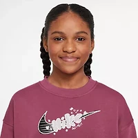 Nike Club Big Kid Girls Crew Neck Fleece Long Sleeve Sweatshirt
