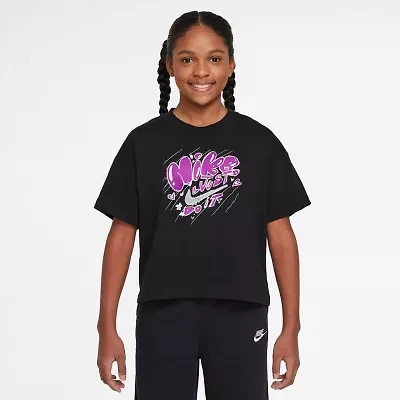 Nike Big Kid Girls Crew Neck Short Sleeve Regular Fit Graphic T-Shirt