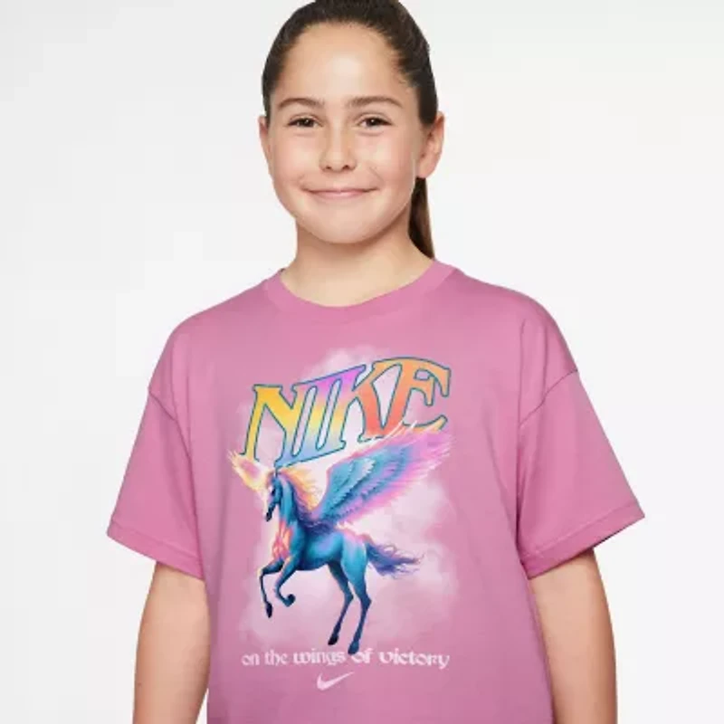 Nike Big Kid Girls Crew Neck Short Sleeve Regular Fit Graphic T-Shirt