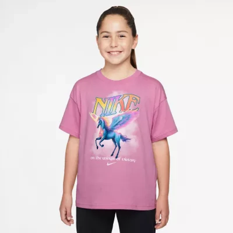 Nike Big Kid Girls Crew Neck Short Sleeve Regular Fit Graphic T-Shirt
